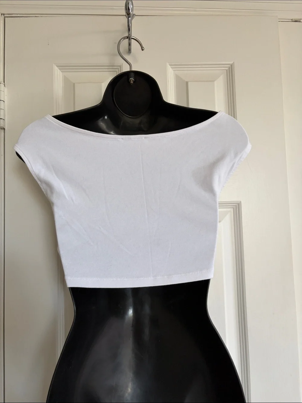 ZARA Cropped Boatneck Women's Top - White - Picture 2 of 4